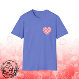 Valentines Day Pink Plaid Heart Basics Wear Anywhere Unisex Graphic Tee! All New Heather Colors!!! Free Shipping!!!