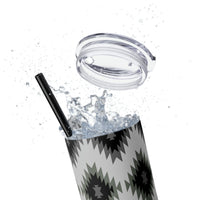 Western Black and Grey Aztec Printed Vibes Skinny Tumbler with Straw, 20oz!