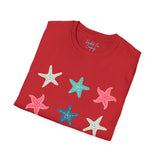 Pink and Blue Star Fish Medley Unisex Graphic Tees! Summer Vibes! All New Heather Colors!!! Free Shipping!!!