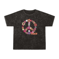 Pink Peace Floral Distressed Unisex Mineral Wash T-Shirt! New Colors! Free Shipping!!!