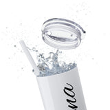 Custom Name Personalized Tumblers Skinny Tumbler with Straw, 20oz! Cursive Writing Option!