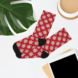 Dark Red Daisy Unisex Eco Friendly Recycled Poly Socks!!! Free Shipping!!! 58% Recycled Materials!