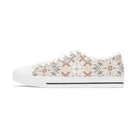 Aztec Print Beige Women's Low Top Sneakers! Free Shipping! Specialty Buy!