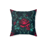 Teal Roses Gothic Inspired Autumn Square Pillow! Halloween! Fall Vibes!