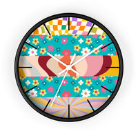 Groovy Floral Quilt in Teal and Pink Print Wall Clock! Perfect For Gifting! Free Shipping!!! 3 Colors Available!