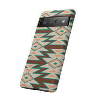 Teal and Brown Aztec Tough Cases! Cellphone Cases! Multiple Sizes Available! Apple iPhone, Samsung Galaxy, and Google Pixel devices!