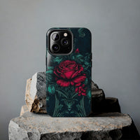 Stained Glass Teal and Roses Gothic Inspired Halloween Tough Phone Cases! Fall Vibes!