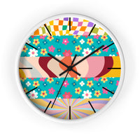 Groovy Floral Quilt in Teal and Pink Print Wall Clock! Perfect For Gifting! Free Shipping!!! 3 Colors Available!