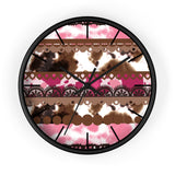 Western Pink Cow Print Wall Clock! Perfect For Gifting! Free Shipping!!! 3 Colors Available!