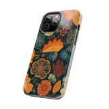 Fall Florals Navy Blue and Orange Tough Phone Cases! Fall Vibes!