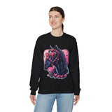 Valentines Day Black Horse Pink Hearts Unisex Sweatshirt! Retro! Free Shipping!!!