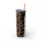 Teacher Life Cow Printed Skinny Tumbler with Straw, 20oz! Multiple Colors!