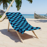 Turquoise and Black Plaid 100 Percent Cotton Backing Beach Towel! Free Shipping!!! Gift to a Friend! Travel in Style!