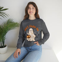 Just Fang On Retro Ghost Unisex Heavy Blend Crewneck Sweatshirt! Halloween! Fall Vibes!