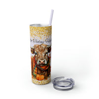 Not Today Heifer Highlander Cow Fall Vibes Skinny Tumbler with Straw, 20oz! Multiple Colors!