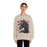 Valentines Day Black Horse Red Hearts Edition Unisex Sweatshirt! Retro! Free Shipping!!!