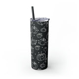 Polka Dot Pumpkin Thanksgiving Fall Vibes Skinny Tumbler with Straw, 20oz! Multiple Colors Available!