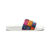 Boho Patchwork Floral Quilt Summer Beach Slides, Women's PU Slide Sandals! Free Shipping!!!