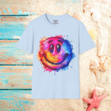 Happy Face Rainbow Unisex Graphic Tees! Summer Vibes! All New Heather Colors!!! Free Shipping!!!