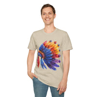 Indian Head Dress Colorful Rainbow Unisex Graphic Tees! Summer Vibes! All New Heather Colors!!! Free Shipping!!!