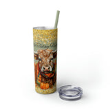 Not Today Heifer Highlander Cow Fall Vibes Skinny Tumbler with Straw, 20oz! Multiple Colors!