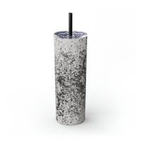 Western Style Ink Splatter Black and Grey Skinny Tumbler with Straw, 20oz! Multiple Colors!