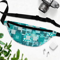 Boho Teal Patchwork Quilted Unisex Fanny Pack! Free Shipping! One Size Fits Most!