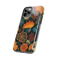 Fall Florals Navy Blue and Orange Tough Phone Cases! Fall Vibes!