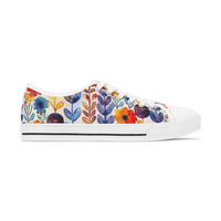 Boho Watercolor Floral Vines  Women's Low Top Sneakers! Free Shipping! Specialty Buy!