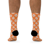 Cream Orange Daisy Unisex Eco Friendly Recycled Poly Socks!!! Free Shipping!!! 58% Recycled Materials!