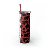 Nurse Life Cow Printed Skinny Tumbler with Straw, 20oz! Multiple Colors! Medical Vibes!