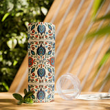 Western/Boho Inspired Teal Red and Cream Florals Skinny Tumbler with Straw, 20oz!