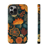 Fall Florals Navy Blue and Orange Tough Phone Cases! Fall Vibes!