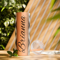 Custom Name Black and White Aztec Printed Skinny Tumbler with Straw, 20oz! Multiple Colors!