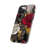 White and Red Roses Gothic Inspired Halloween Tough Phone Cases! Fall Vibes!