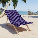 Light Purple and Black Plaid 100 Percent Cotton Backing Beach Towel! Free Shipping!!! Gift to a Friend! Travel in Style!