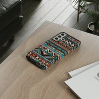 Teal and Orange Aztec Tough Cases! Cellphone Cases! Multiple Sizes Available! Apple iPhone, Samsung Galaxy, and Google Pixel devices!