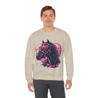 Valentines Day Black Horse Pink Hearts Unisex Sweatshirt! Retro! Free Shipping!!!