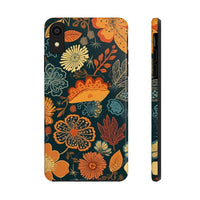 Fall Florals Navy Blue and Orange Tough Phone Cases! Fall Vibes!