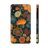 Fall Florals Navy Blue and Orange Tough Phone Cases! Fall Vibes!