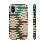 Teal and Brown Aztec Tough Cases! Cellphone Cases! Multiple Sizes Available! Apple iPhone, Samsung Galaxy, and Google Pixel devices!