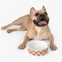 Pink and Cream Plaid Pet Bowl! Foxy Pets! Free Shipping!!!