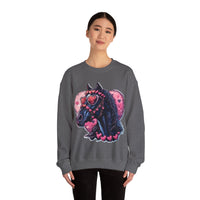 Valentines Day Black Horse Pink Hearts Unisex Sweatshirt! Retro! Free Shipping!!!