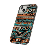 Teal and Orange Aztec Tough Cases! Cellphone Cases! Multiple Sizes Available! Apple iPhone, Samsung Galaxy, and Google Pixel devices!