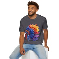 Indian Head Dress Colorful Rainbow Unisex Graphic Tees! Summer Vibes! All New Heather Colors!!! Free Shipping!!!