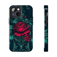 Stained Glass Teal and Roses Gothic Inspired Halloween Tough Phone Cases! Fall Vibes!