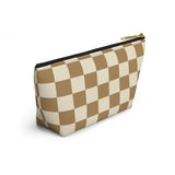 Brown and Cream Plaid Print Travel Accessory Pouch, Check Out My Matching Weekender Bag! Free Shipping!!!