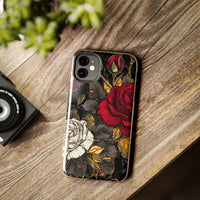 White and Red Roses Gothic Inspired Halloween Tough Phone Cases! Fall Vibes!