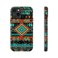 Turquoise Aztec Tough Cases! Cellphone Cases! Multiple Sizes Available! Apple iPhone, Samsung Galaxy, and Google Pixel devices!