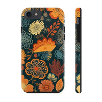 Fall Florals Navy Blue and Orange Tough Phone Cases! Fall Vibes!